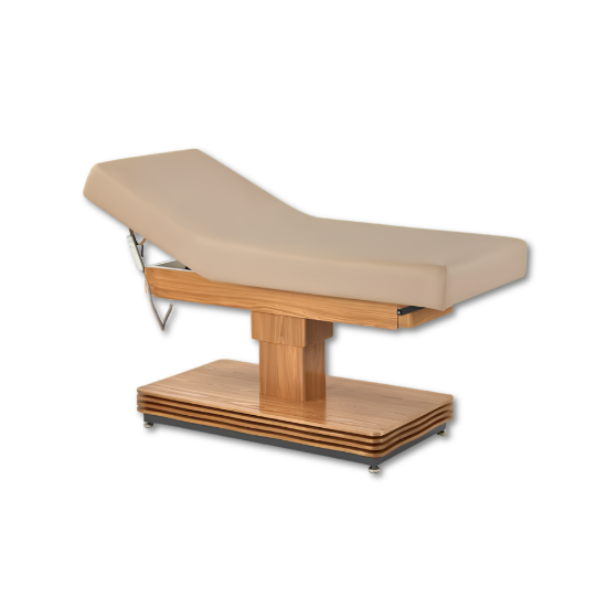 Picture of HT Basic Height Adjustable Oak Spa Table With Back Rest